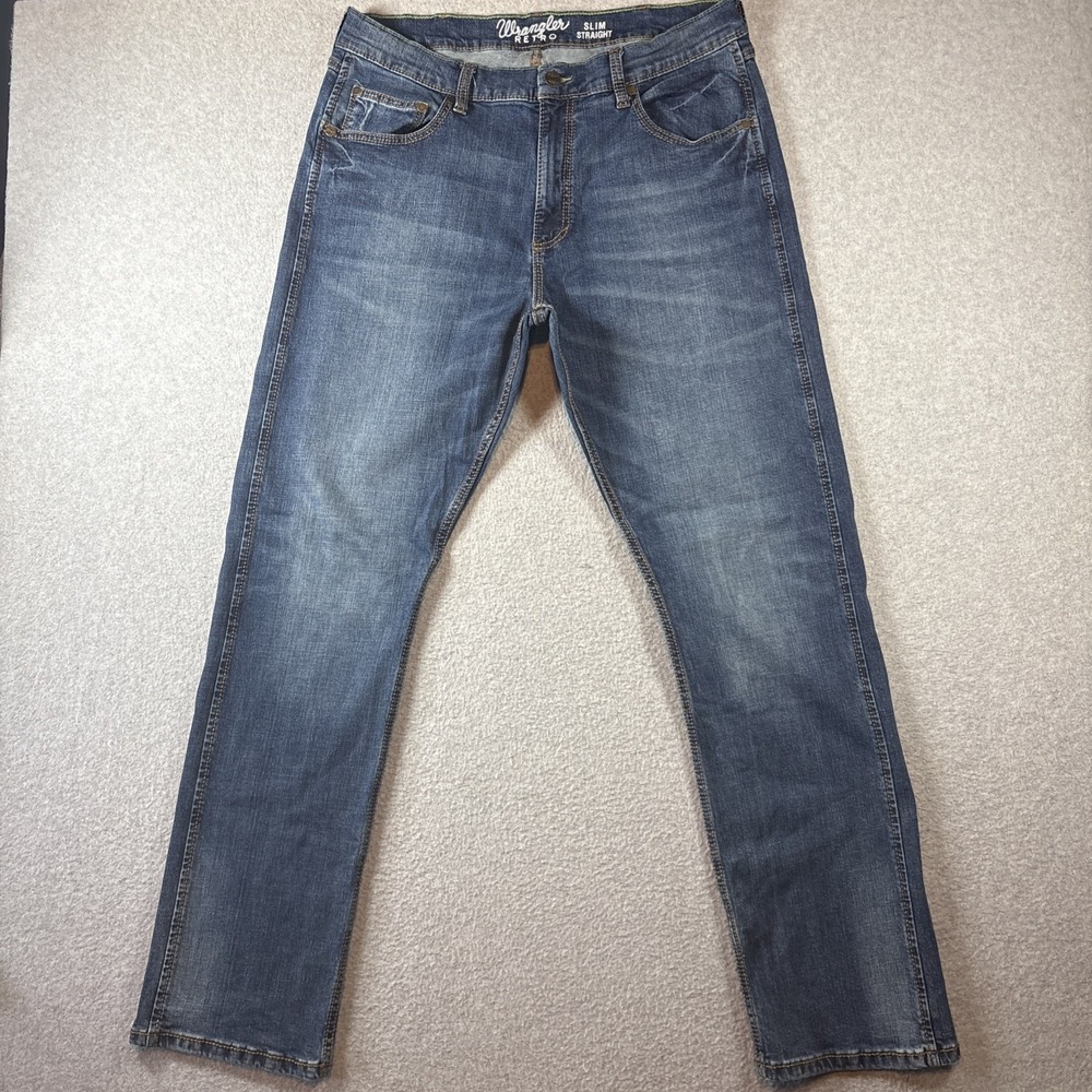 Wrangler Retro Slim Straight Men's 36x34 Jeans Medium Wash Western 10WLT88BZ